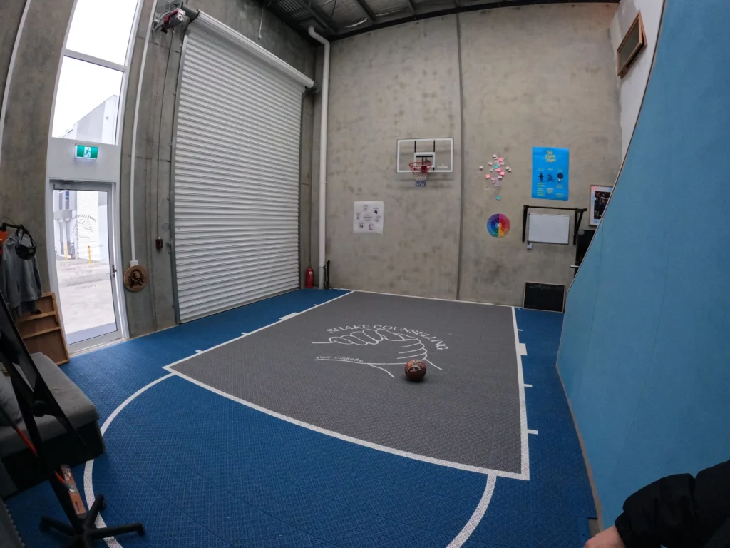 Empty basketball court indoors at Shake Counselling in Geelong